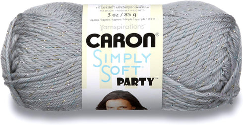 Caron Simply Soft Party Yarn, 3 oz, Medium Worsted 4 Gauge, - Silver - For Crochet, Knitting & Crafting...