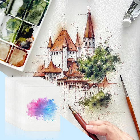 Watercolor Paper, 9" x 12", 20 Sheets Water Color Paper Bulk for Kids Child Students Adults, 110 Lb/230 GSM Thick White Cold Press Watercolor Draw...