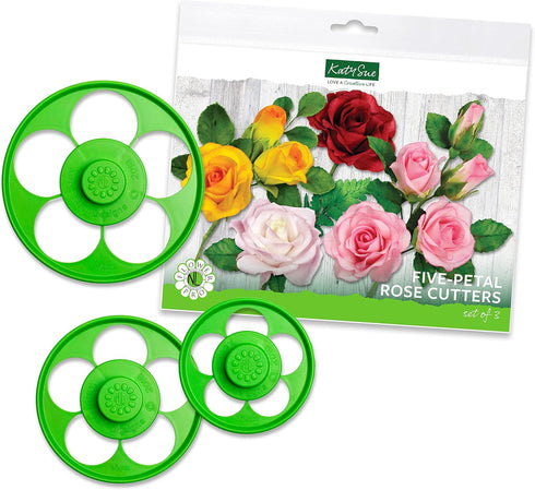 Flower Pro Five Petal Rose Cutters (Set of 3) for Cake Decorating - by Katy Sue Green...