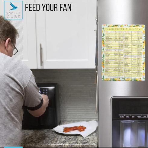 Air Fryer Magnetic Cheat Sheets, Multicooker Cheat Sheet Recipe Magnets, with Cooking Temperature, Time & Size Chart Conversion Measurement, Orang...