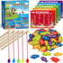 Wooden Magnetic Sight Word Fishing Game for Toddlers, Alphabet Fish Catching Games Puzzle with Letters, Homeschool Sight Word Educational Toy for ...