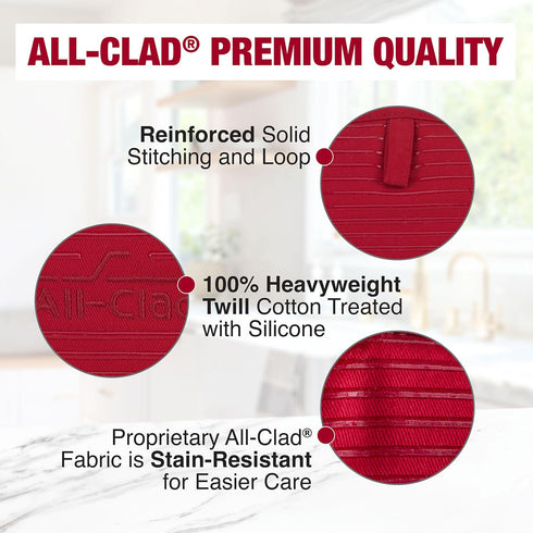 All-Clad Premium Pot Holder & Heating Pad, (1-Pack) Heat Resistant to 500 Degrees, 100% Cotton 10"x6.25" for Kitchen and Barbeque, Chili Red...