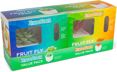 JT Eaton ZendoZones 1818-2JT Fruit Fly Trap Joyful Janet & Tranquil Tabitha, 2 Pack, White Base...