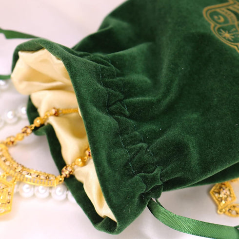 ARTSY CRAFTS 6x9" Hamsa Hand Velvet Jewelry Pouch Gift Bags, Fatima Hand Evil Eye Velvet Drawstring Oracle Tarot Card Rune bags Dice Bag (Moss Gre...
