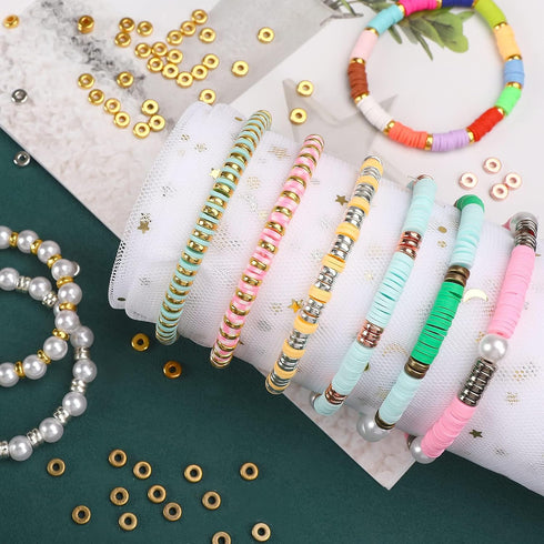 1500pcs 6mm Flat Round Spacer Beads Loose Beads for Bracelet Necklace Earring DIY Craft Supplies, 6 Colors...