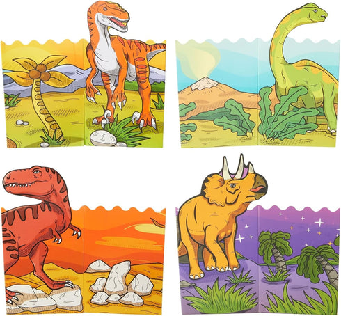 BLUE PANDA Bulk Dinosaur Popcorn Boxes & Bags for Candy, Snacks, and Kid's Birthday Party Supplies - 60-Pack Dino-Themed Popcorn Bags (4 Designs)...