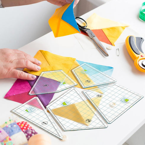 Quilting Template Set Acrylic Cutting Templates for Quilting Sewing Machine Ruler DIY Hand Patchwork Quilt Templates Ruler for Cut Mats 9 x 9 Inch...