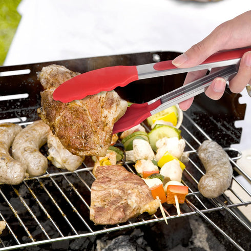 Kitchen Tongs for Cooking Locking Silicone Tongs,Buffet Tongs,Stainless Steel Serving Tongs,7,9 and 12 In Locking Food Tong with Silicon Tips Sili...