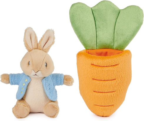 GUND Beatrix Potter 2-in-1 Peter Rabbit with Carrot Plush Playset, Bunny Stuffed Animal for Ages 1 and Up, Orange/Blue, 7”...