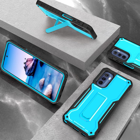 ExoGuard for MOTO G Stylus 2022 Case, Rubber Shockproof Full-Body Cover Case Come with a Tempered Glass Screen Protector and Kickstand Compatible ...