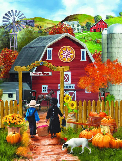 SUNSOUT INC - Valley Farm - 500 pc Jigsaw Puzzle by Artist: Tom Wood - Finished Size 18" x 24" Halloween - MPN# 28755...