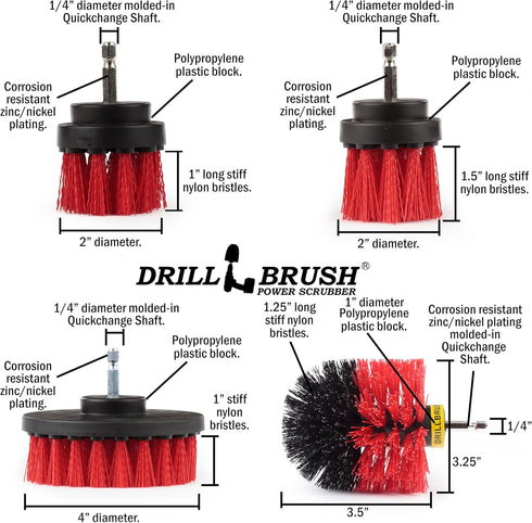Drill Brush - Outdoor - Cleaning Supplies - Garden - Fountain - Patio - Fire Pit - Scrub Brush - Concrete - Marble - Grout Cleaner - Bird Bath - G...