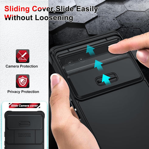 LeYi for Pixel 6A Case (2022): Google Pixel 6A Phone Case with Slide Camera Cover and 2 Pack Tempered Glass Screen Protector, Dual Layer Heavy Dut...