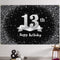 HAMIGAR 6x4ft Happy 13th Birthday Banner Backdrop - 13 Years Old Birthday Decorations Party Supplies for Girls Boys - Black Silver...
