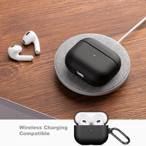 LOPIE Carbon Fiber Texture Case for AirPods 3rd Generation with Cleaner Kit - Vegan Leather Case Cover for AirPods Gen 3 (Released 2021) - Protect...