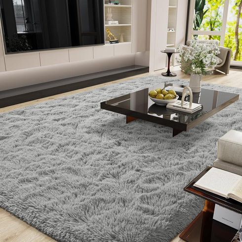 LOCHAS Ultra Soft Indoor Modern Area Rugs Fluffy Living Room Carpets for Children Bedroom Home Decor Nursery Rug 4x5.3 Feet, Gray...