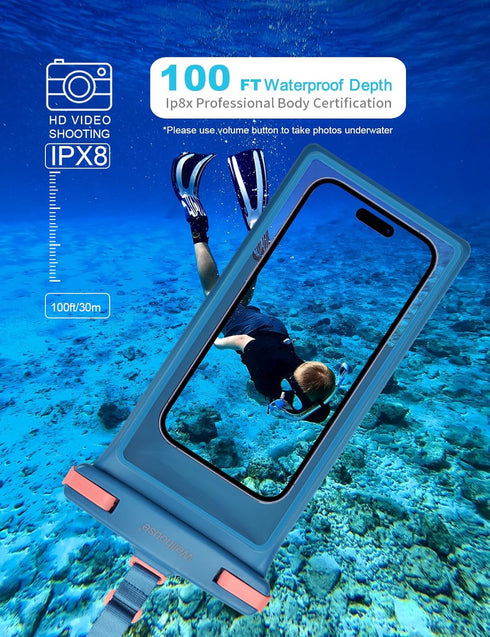 wellhouse Waterproof Phone Pouch, Waterproof Phone Case for iPhone 15 14 13 12 Pro Max XS Samsung, IPX8 3D Cellphone Dry Bag Beach Essentials -Blu...