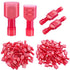 Twidec/100PCS Nylon Spade Connectors Kit 22-18 Gauge Quick Disconnect Fully Insulated Male and Female Wire Spade Terminal Assortment Kit Red N-025...