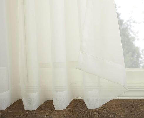 No. 918 - 50985 Emily Extra-Wide Sheer Voile Sliding Patio Door Curtain Panel, 100" x 84", Ivory...