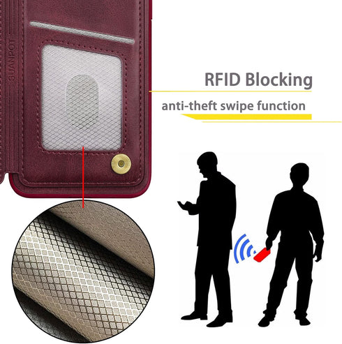 SUANPOT?RFID Blocking for iPhone 7 Plus/8 Plus Wallet case with Credit Card Holder,Flip Book PU Leather Phone case Cover Cellphone Women Men for A...