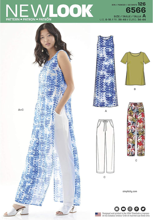 New Look Sewing Pattern Set for Women's Tunic/Top and Pants, A (8-10-12-14-16-18), White...