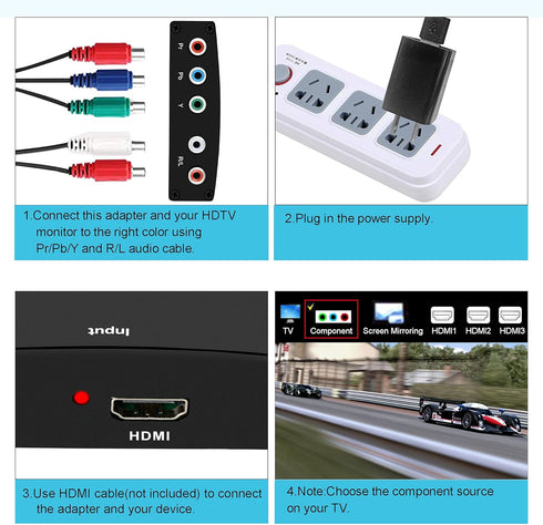 HDMI to Component Converter, avedio links HDMI to 1080P YPbPr 5RCA RGB + R/L Video Audio Adapter, Support Apple TV, PS5, Roku, Xbox, Fire Stick, D...