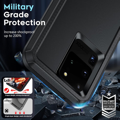 LeYi for Samsung S20 Ultra Case: Heavy Duty 3 in 1 Samsung Galaxy S20 Ultra Case, Military Grade Shockproof Phone Case Cover for Samsung Galaxy S2...