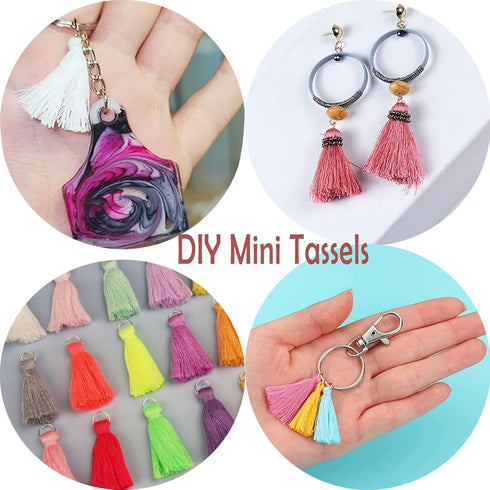 180PCS 30 Colors 3.5CM Multi-Color Mini Tassels Tiny Craft Tassels for Earring Jewelry Making Keychain Tassel Charms Bag Charms Pendant Handmade D...