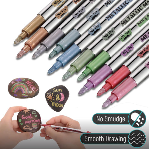 Mr. Pen- Metallic Paint Markers, 10 Colors, Metallic Markers for Black Paper Pens to Write on Black Paper...