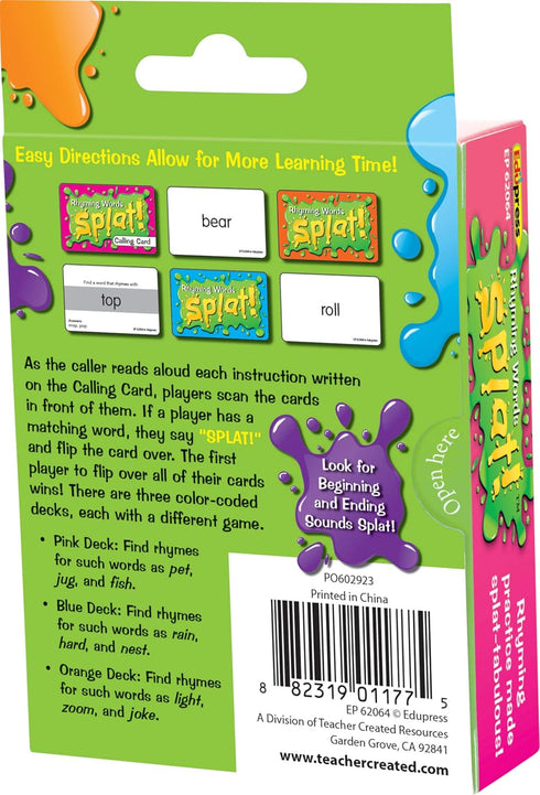 Teacher Created Resources Rhyming Words Splat Game...