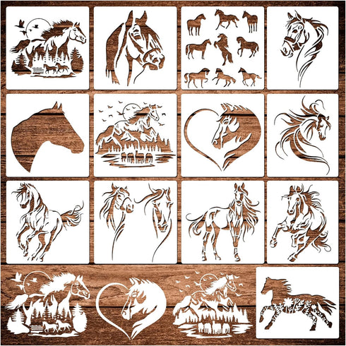 Horse Stencils for Painting On Wood Reusable Horse Art Crafts Templates Plastic Farmhouse Wood Burning Stencils for Wall Canvas (Horse)...