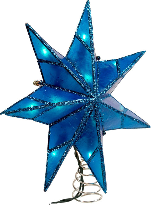 Kurt S. Adler Kurt Adler 10-Light 7-Point Capiz Star Treetop, Blue, White...