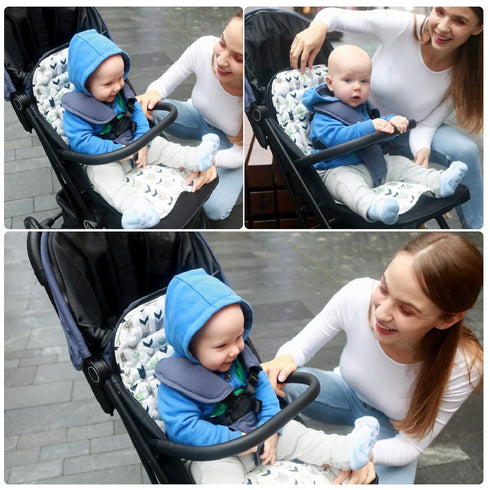 Baby Stroller Cushion,Infant Car Seat Insert-Reversible Universal Breathable and Soft Newborn Stroller Mat, 100% Cotton Cover Toddler Seat Pad Lin...