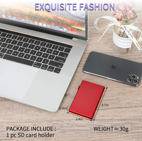 SD Card Holder, SD Card Case, LAVILI CF Memory Card Holder Case Aluminum Alloy Hard Shell, Double-Layer Capacity for 6SD Cards and 12 TF Cards Red...