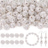 105pcs 10mm Rhinestone Beads for Crafting, White Shiny Round Shamballa Disco Ball Beads Bulk, Fancy Sparkle Crystal Clay Bead for Necklace Bracele...