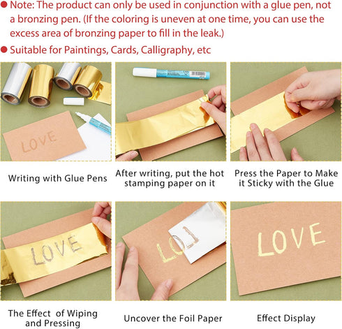 SUPERFINDINGS 2 Colors Hot Foil Stamping Paper 66Ftx3.15 in Toner Reactive Foil Paper Heat Transfer Foil Paper for DIY Craft Embossing Scrapbookin...
