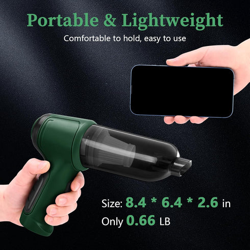 Handheld Car Vacuum Cleaner, 8000PA High Power Handheld Vacuum Cordless, 3 in 1 Portable Car Vacuum Cordless, Rechargeable Mini Vacuum Cleaner for...