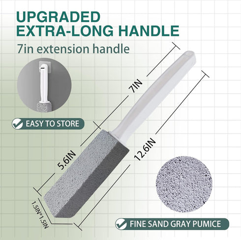 2 ps Pumice Stone long handle Toilet Cleaner Tool Stain Hard Water Ring Remover for Toilet, Pool, Bathroom, Sink (Long Handle-Grey)...