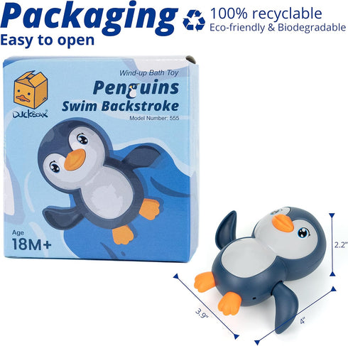 Bath Toys Wind up Backstroke Swimming Penguins for Kids 18M+ (Blue)...