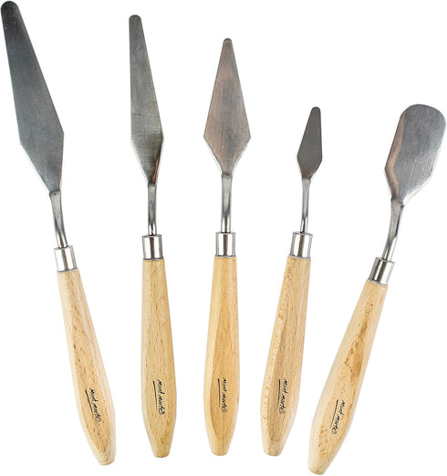 Mont Marte Studio Palette Knife Set, 5 Piece. Selection of Different Sizes and Styles of Stainless Steel Palette Knives....
