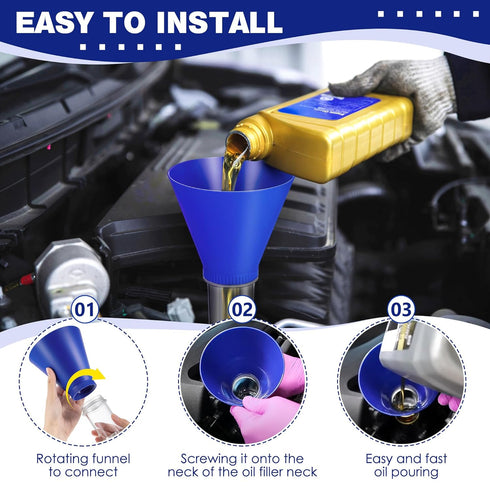Feekoon Engine Oil Funnel with 6 Oil Drain Plug Gaskets, Compatible with Toyota/Lexus/Scion Vehicles, Oil Funnel for Oil Change with Threaded Oil ...