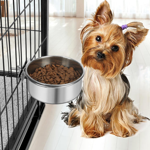 Dog Bowl Stainless Steel Pet Hanging Food Water Bowl Cage Feeding Cup Feeder for Dogs Cats Rabbits Birds Small Animal (Medium)...