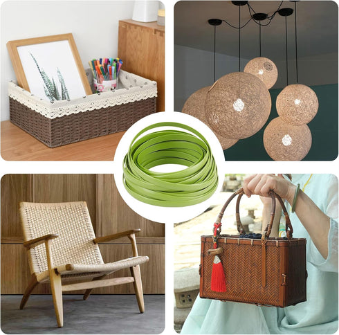 GORGECRAFT 8mm x 10m Rattan Weaving Wicker Repair Material Synthetic Rattan Plastic Flat Polyethylene Woven Knit Vinyl for Repair DIY Home Furnitu...