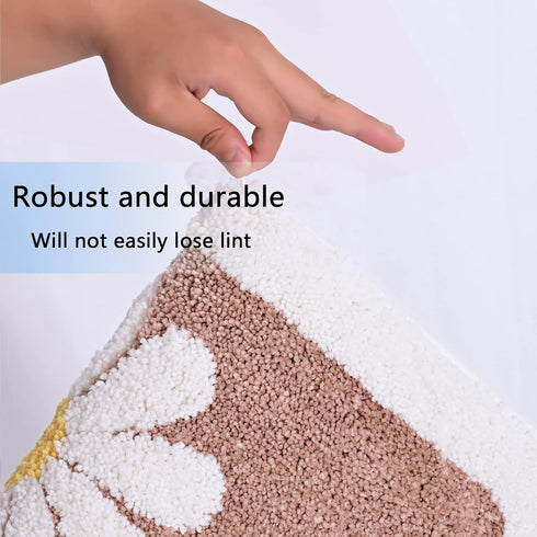 Bathroom Rugs Mat, White Flower Bath Rugs Fluffy Soft Superfine Fiber Rugs Non Slip Bath Mat Machine Wash Plush Mats,Bathroom Rug for Bathroom Sho...