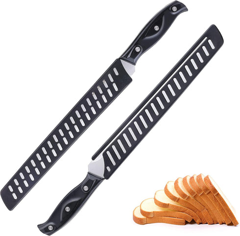 Little Cook Bread Knife with Cover, 10 inch serrated bread knife for homemade bread, German Stainless Steel brisket knife, Bread Cutter Ideal for ...