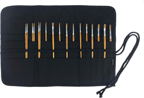 30 Pockets Artist Paint Brush Holder, Canvas Roll Up Case Bag & Storage Organizer Pouch Case- Store Brush, Pens Tools...