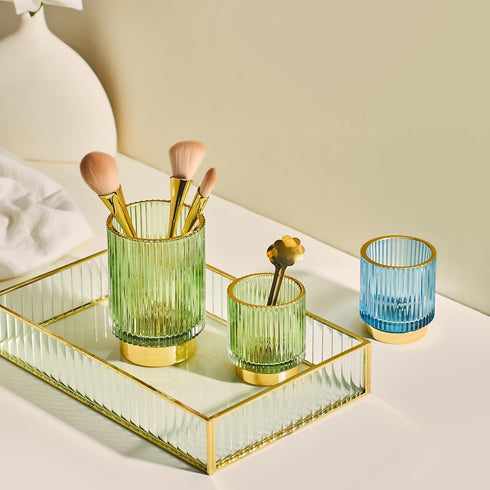 Makeup Brush Holder Toothbrush Holders Crystal Makeup Holder Small Makeup Organizer Retro Desktop Eyeliners Eyebrow Pencil Storage...