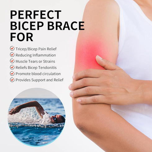FEATOL Bicep Tendonitis Brace Compression Sleeve Support, Upper Arm Brace Bicep Support Bands for Pain Relief, Muscle Strains and Inflammation, Tr...