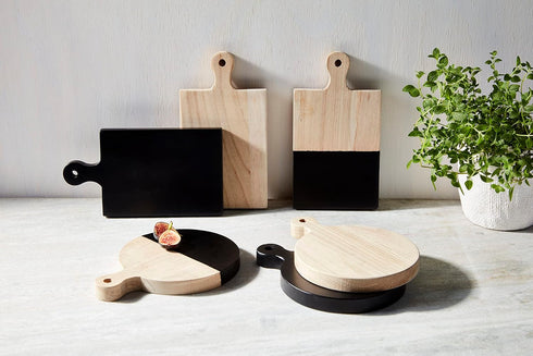 Mud Pie Circle Paulownia Board Set 8 1/4" x 6 1/4" dia...