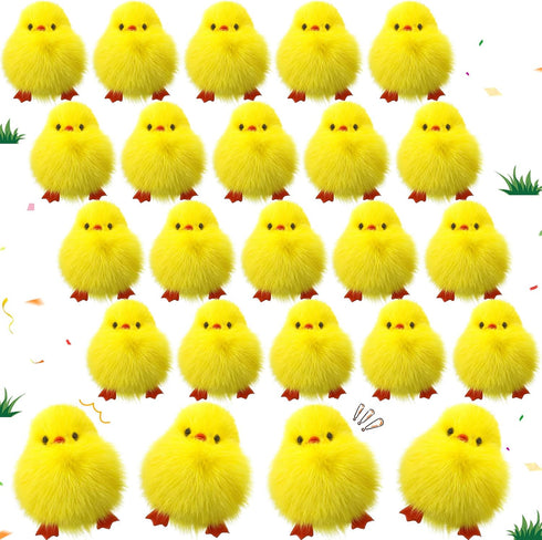 24 Pcs Small Chicken Keychain 3 Inch Realistic Plush Farm Chick Mini Ornaments Yellow Fluffy Chicken Stuffed Animal Soft Chicken Toy Photography P...